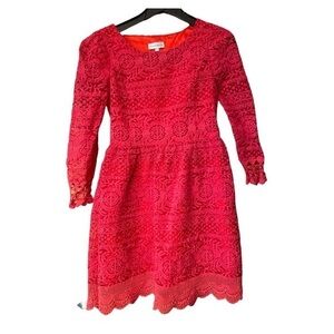Wendy by Chloe An Red Lace Long Sleeve‎ A Line Dress Size Small